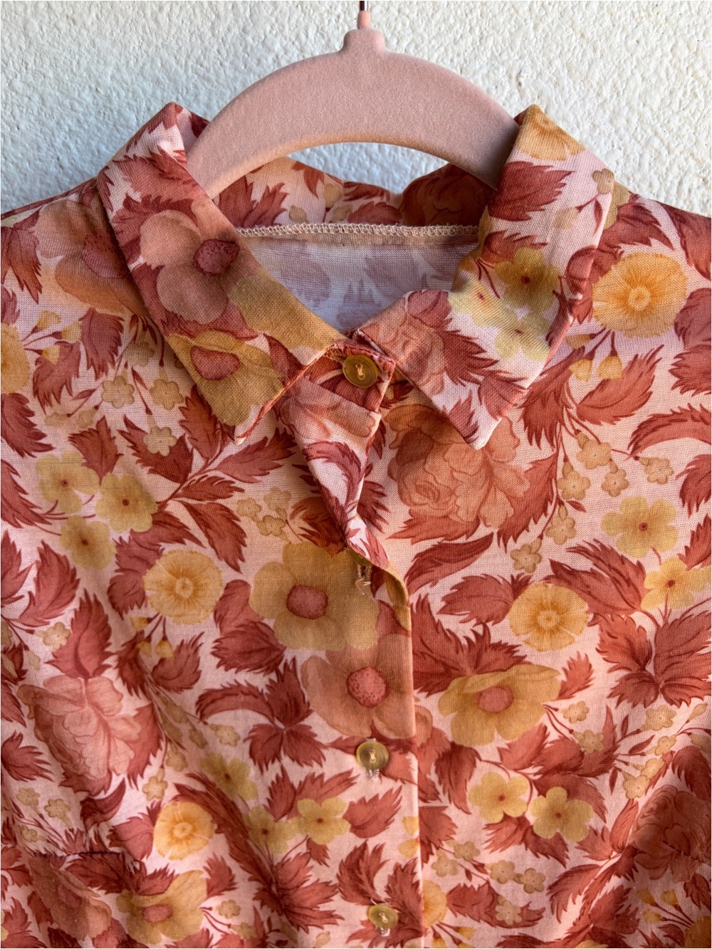 Vintage 70s Handmade Floral Blouse SM - Picture 3 of 4